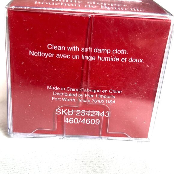 New Pier 1 Imports Red & White Bottle Stopper With Swirl Design In Gift Box - Picture 6 of 9